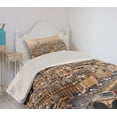 thumbnail image 2 of Ambesonne Beige Quilted Coverlet 2 Pcs, Streets Cityscape, Twin Size, Beige, 2 of 5