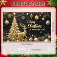 thumbnail image 2 of Gold Reindeer Christmas Banner Christmas Tree New Year Banner Gold Silver Ornaments Snowflakes Holiday Backdrop for Christmas Party New Year Celebration Indoor Decoration, 2 of 9