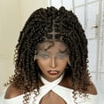 thumbnail image 3 of Braided Wigs for Black Women Lace Front Knotless Box Short Bob Twist Braided Wigs Synthetic Lace Front Braided Wigs with Baby Hair Handmade Braided Wigs 14 inches (1B/30 Color), 3 of 7