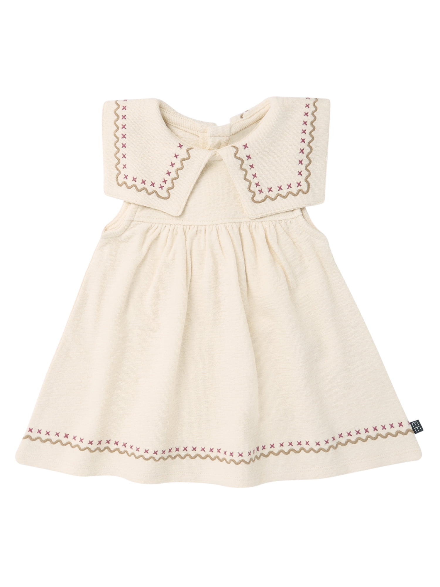 Modern Moments by Gerber Baby Girl Novelty Embroidered Collar Dress and Diaper Cover, 2-Piece, Sizes 0/3 Months - 24 Months