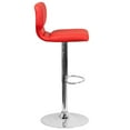 thumbnail image 6 of Flash Furniture 2 Pack Contemporary Red Vinyl Adjustable Height Barstool with Vertical Stitch Back and Chrome Base, 6 of 8