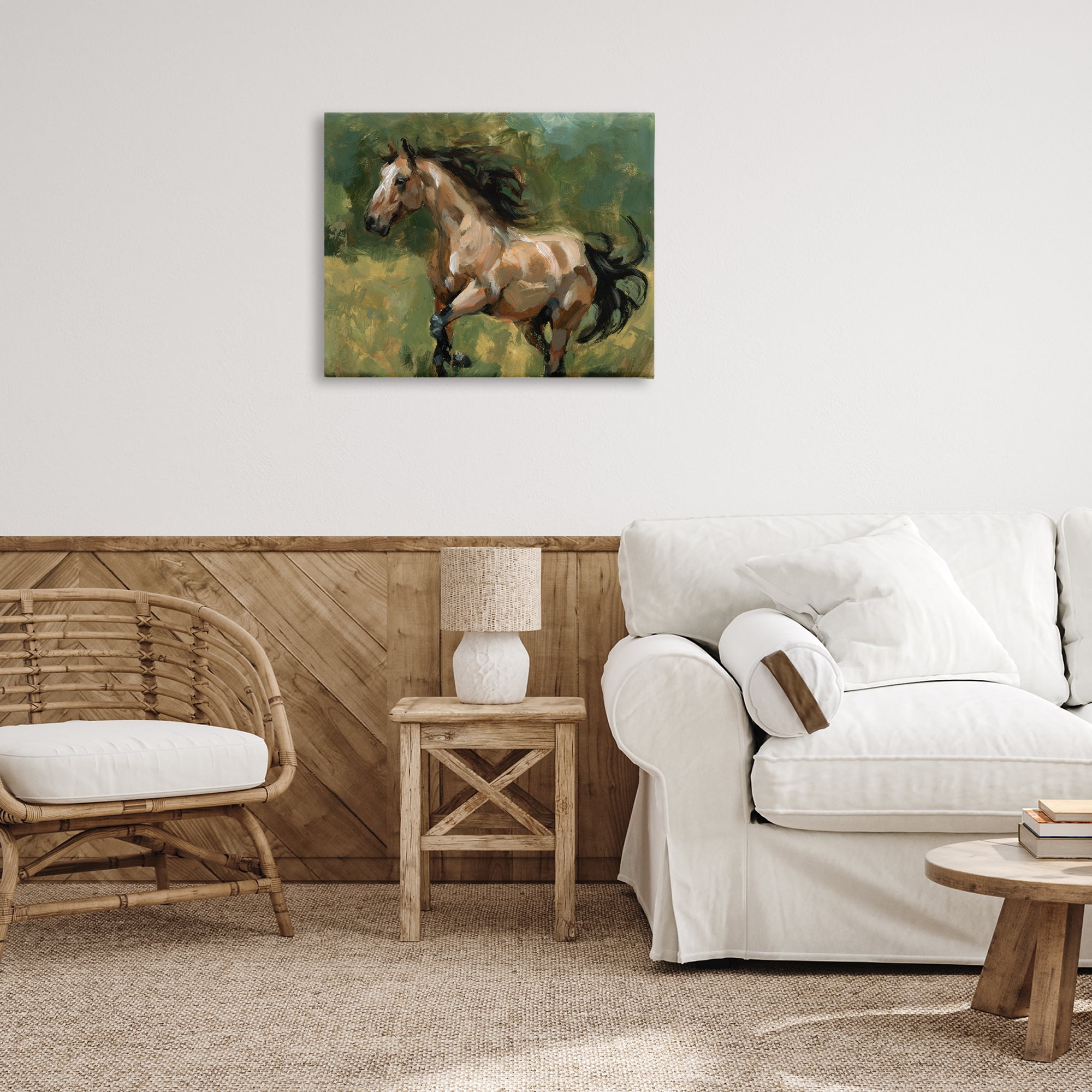 Stupell Industries Brown Mare Painting Animals Painting Wrapped Canvas Art Print Wall Art, 30 x 24