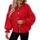 thumbnail image 1 of Suéter PRETTYGARDEN Cropped con Volantes y Botones Rojo XL, 1 of 5