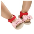 thumbnail image 3 of 2025 Clearance! 50% Off Clear! asdoklhq Baby Shoes,Baby Girls Striped Bow Sandals Soft Non-Slip Rubber Sole Flat Walking Shoes, 3 of 9