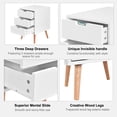 thumbnail image 5 of White Nightstand End Table with 3 Drawers Accent Wood Furniture, 5 of 9