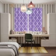 thumbnail image 4 of Purple Moroccan Kitchen Curtains Window Panels, Boho Ethnic Abstract Quatrefoil Motifs Insulated Window Treatment Curtain, Grommet Curtains for Bedroom/Living Room/Bathroom, 2 Piece 52"Wx84"L, 4 of 8