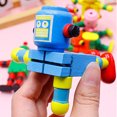thumbnail image 4 of Wooden Transformable Robot Figure with Elastic Joints, Posable Wood Toy for Creative Desktop Decoration, Flexible Action Model, Random Colors, Multicolor, 4 of 9