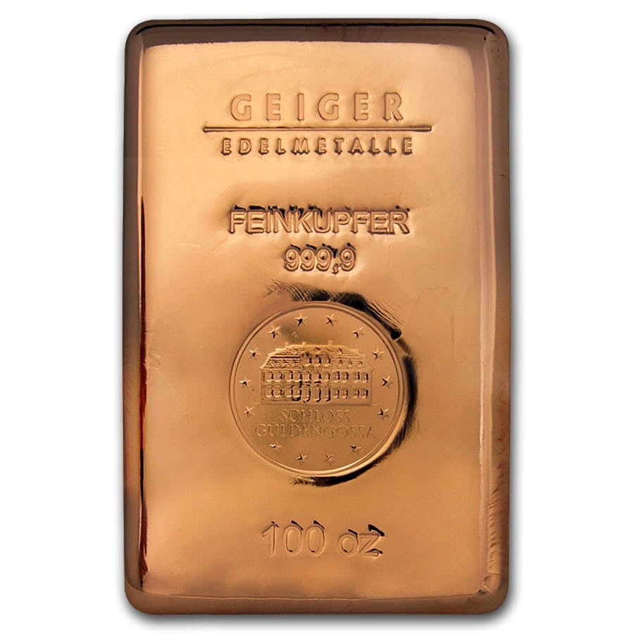 Geiger 100 oz Copper Bar Geiger (Poured, .9999 Fine)