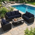 thumbnail image 6 of Pakunoda 6 Set of Outdoor Deep Seat Cushion with Backrest, 24" x 24" x 6.5" Waterproof Resistant Patio Chair Replacement Cushion for Sofa Couch, Navy Blue, 6 of 8