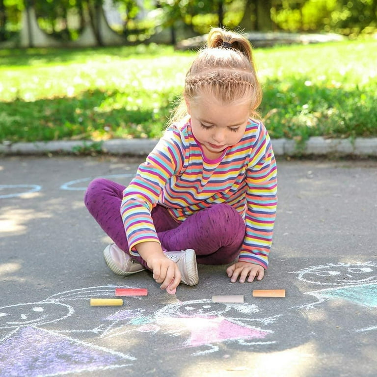120 Pack Sidewalk Chalk for Kids Bulk Box Non-toxic Jumbo Colored Washable Sidewalk  Chalk for Kids Outdoor Activity 