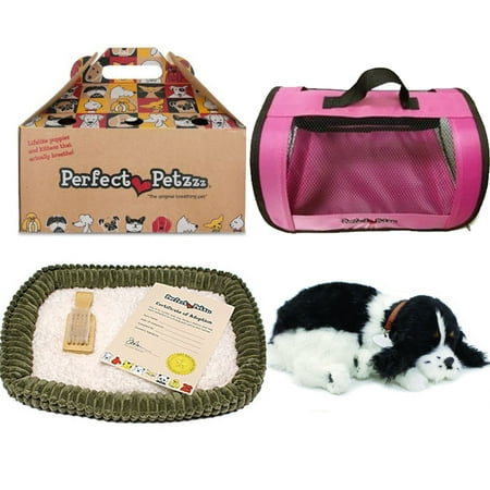 Cocker Spaniel Treat - Perfect Petzzz Huggable Breathing Puppy Dog Pet Bed Cocker Spaniel with Pink Tote For Plush Breathing Pets