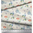 thumbnail image 2 of Soimoi Polyester Crepe Fabric Fish & Octopus Ocean Print Sewing Fabric Yard 52 Inch Wide, 2 of 3