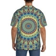 thumbnail image 5 of KLL Round Mandala1 Print Men's Shirt Short Sleeve Button Down Summer Cuba Beach Shirts- Large, 5 of 7
