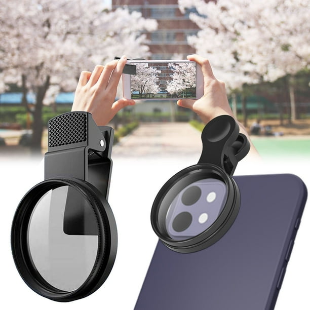Filtro de lente polarizador circular para teléfono móvil de 52 mm | Filtro óptico HD con clip polarizador CPL | Montura antirreflectante, resistente a los arañazos, ligera | Mejora la saturación del