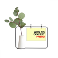 thumbnail image 1 of World's Okayest Friend Best Quote Metal Picture Frame Cerac Vase Decor, 1 of 3
