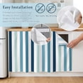 thumbnail image 5 of Teal Blue Stripe Cabinet Curtain 35"Wx35"L,Dustproof Under Sink Skirt with Self Adhesive Tape,Ombre Geometric Aqua Vertical Striped Cabinet Curtain Cover for Kitchen Sink,Bathroom Vanity,Laundry Room, 5 of 9