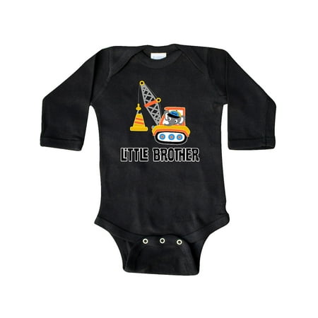 

Inktastic Little Brother Construction Truck Boys Gift Baby Boy Long Sleeve Bodysuit