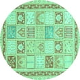 thumbnail image 1 of Ahgly Company Indoor Round Abstract Turquoise Blue Modern Area Rugs, 6' Round, 1 of 4