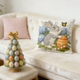 thumbnail image 6 of Easter Decorations Cute Rabbit Embroidered Pillowcase Animal and Egg Patterned Pillowcase Square Pillow Cover Soft Easter Sofa Decoration for Home, 6 of 6