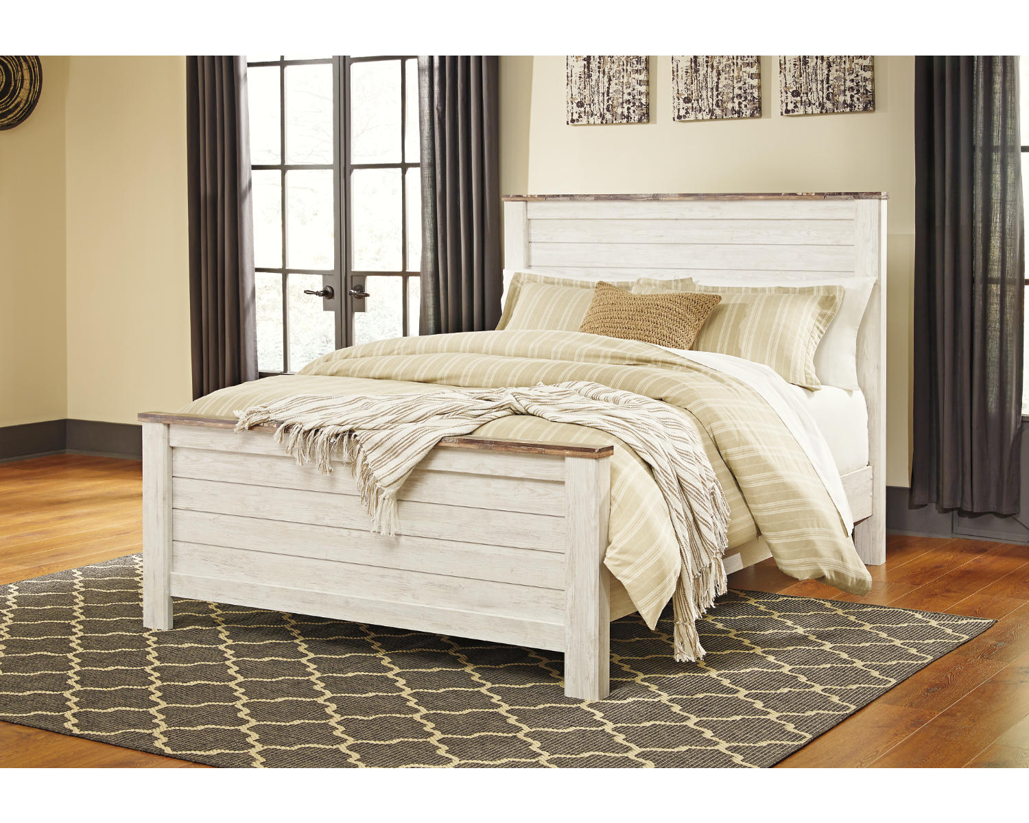 Signature Design by Ashley Casual Willowton Queen Panel Headboard  Whitewash - image 3 of 9