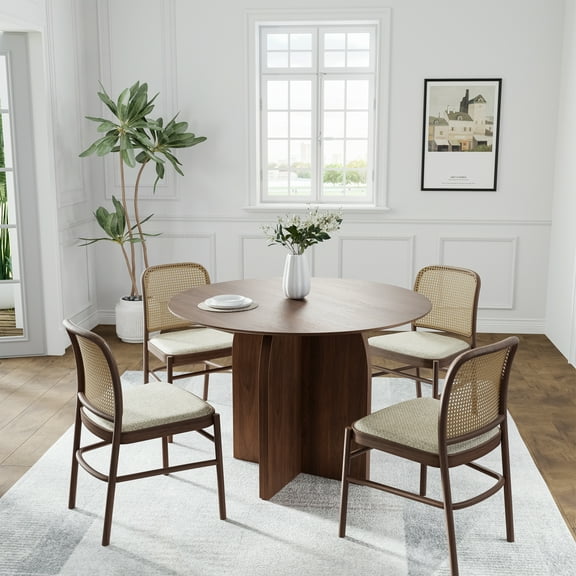 Dovelina Oval Dining Table Mid-Century Rustic Kitchen Table for Dining Room, Black, 67*33.5*30in