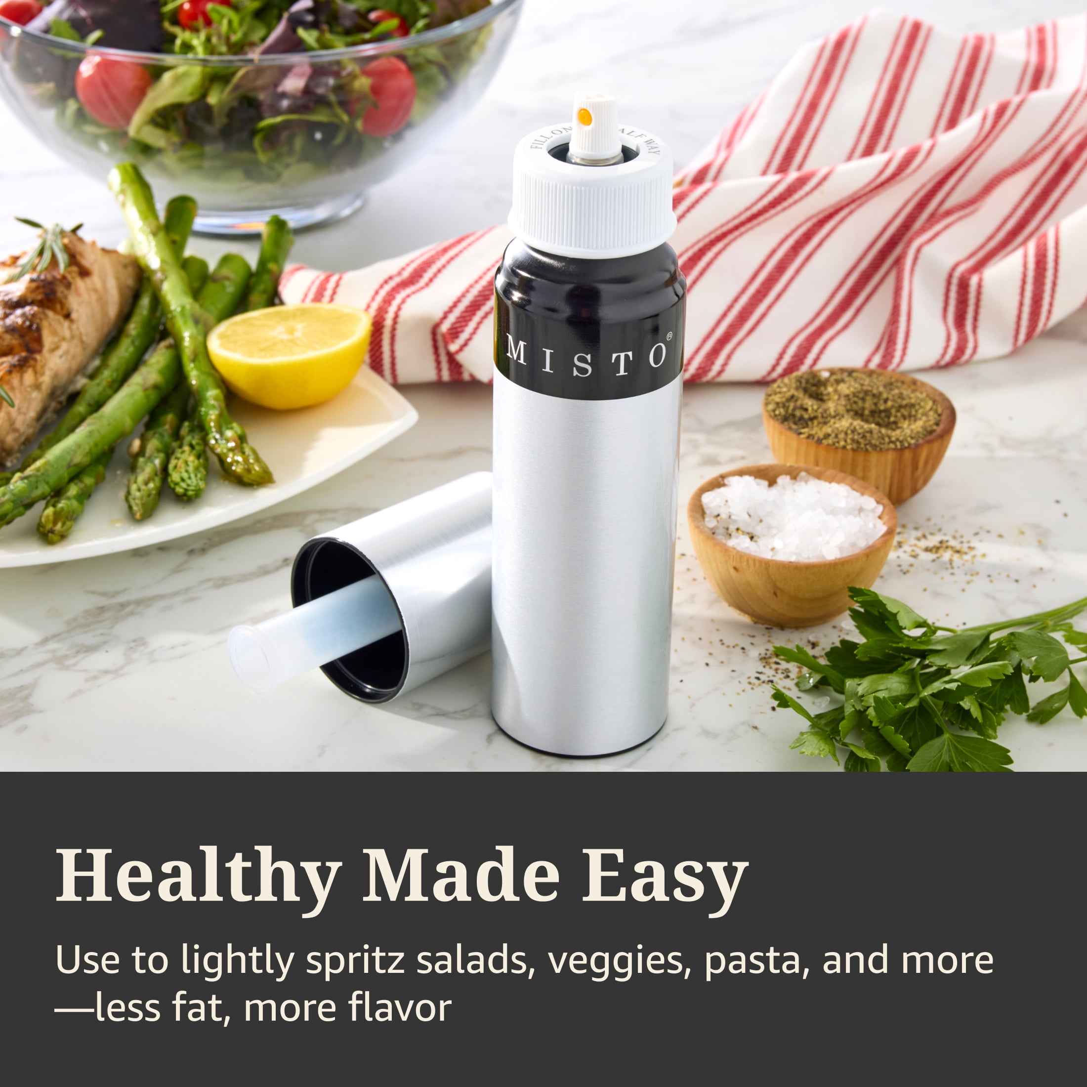 Misto Aluminum and Plastic Bottle Refillable Oil Sprayer, Silver