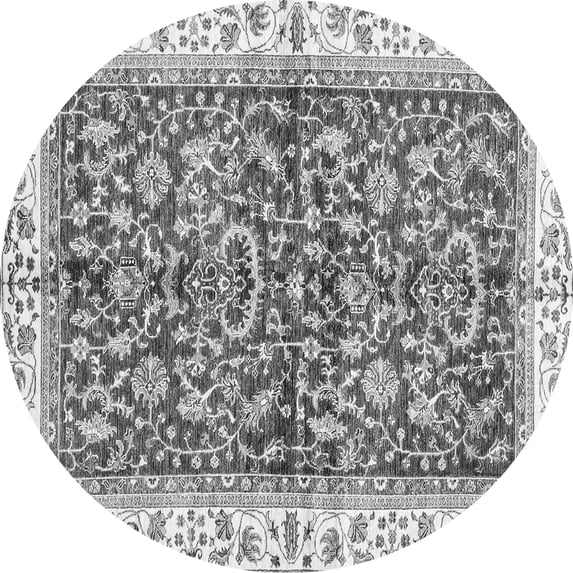 Ahgly Company Indoor Round Abstract Gray Modern Area Rugs, 3' Round