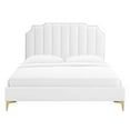 thumbnail image 5 of Modway Colette Queen Performance Velvet Platform Bed in White, 5 of 10