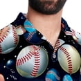 thumbnail image 5 of Baseball Men's Printed Casual Button Down Short Sleeve Beach Shirts, 5 of 6