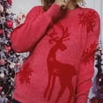 thumbnail image 5 of Christmas Sweater for Women Fall Winter Round Neck Long Sleeve Christmas Sweater Snowflake Fawn Jacquard Knitted Pullover Jumper Tops , S, 5 of 9