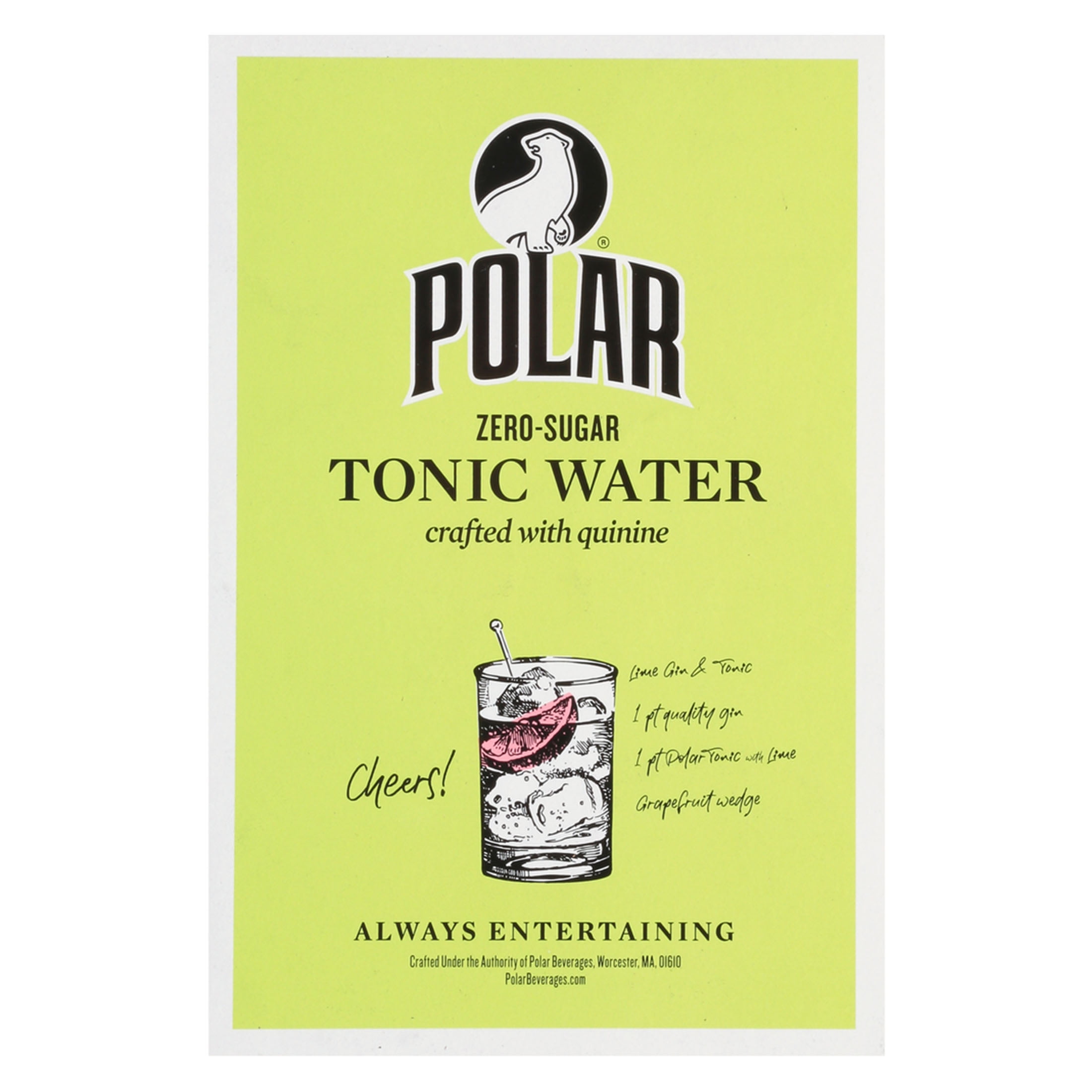 Polar Beverages Diet Tonic Water with Lime, 7.5 fl oz, 6
