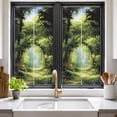 thumbnail image 3 of Forest Window Privacy Film, Nature Woodland Spring Scenic Green Trees Flower Static Cling UV Sun Blocking Tint Film Heat Control Windows Films for Bedroom Bathroom, Window Stickers 17.7"x39.3", 3 of 8