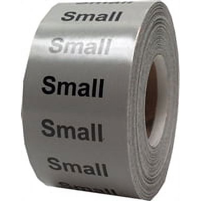 Gray Small Color Coding Clothing Size Strip Stickers | 1.25 x 5" Inches | 125 Pack