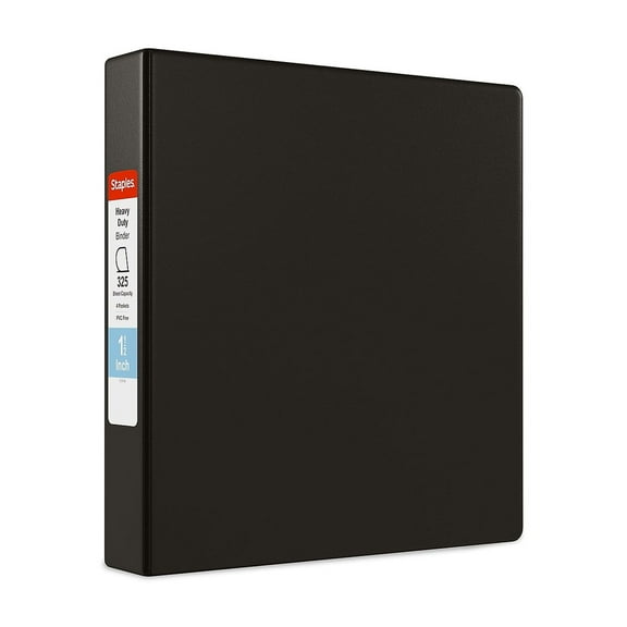 Staples Heavy Duty 1 1/2" 3-Ring Non-View Binder Black (24650) 56238-CC/24650