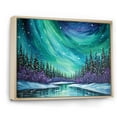 thumbnail image 2 of Designart "Winter Charm Of Green Northern Lights I" Northern Lights Floater Framed Canvas Prints, 2 of 5