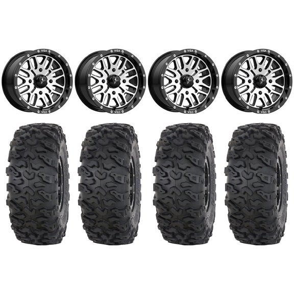 MSA Brute 15" Wheels Machined 35" Roctane T4 Tires Can-Am Commander Maverick Renegade Outlander Defender