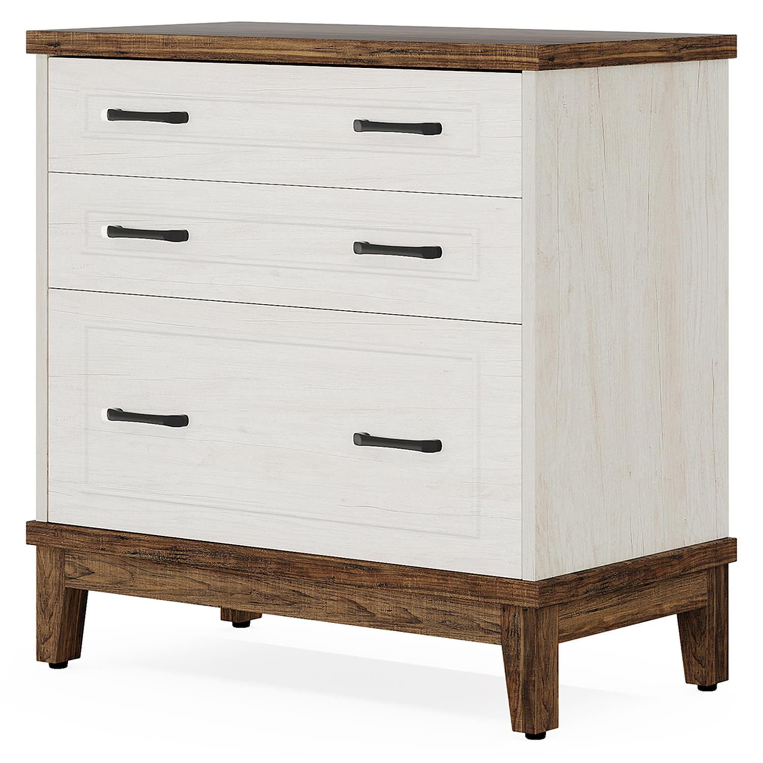 Demi Bonn 3-Drawer File Cabinet, Wood Lateral Filing Cabinet for Home Office, Printer Stand, for A4, Letter-Size Documents, Storage Cabinet for Home Office, Beige