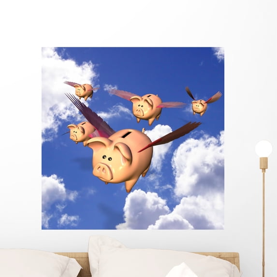 Piggy Bank Exodus Wall Mural by Wallmonkeys Peel and Stick Graphic (24 in H x 24 in W) WM89516
