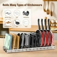 thumbnail image 2 of Housolution Cutting Board Organizer Rack, Expandable Pot and Pan Organizer Rack for Cabinet with 14 Adjustable Dividers, Silver, 2 of 7