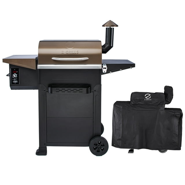 Z GRILLS L6002B Smart Wood Pellet Grill 6 in 1 Outdoor BBQ Smoker 573 SQ Inches Cooking Area Barbecue Grill Bronze