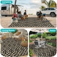 thumbnail image 4 of Yamaziot 9'x12' Outdoor Rugs Patio Rug Reversible Mats Waterproof RV Rug Camping Rugs Plastic Straw Rug Outdoor Area Rug for Patios, Porch, Balcony, Beach, Black Beige, 4 of 8