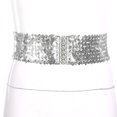 thumbnail image 5 of vastwit Sparkle Sequin Waist Belt Widen Elastic Girdle Belt Glitter Stretch Dress Belt for Women Silver One Size, 5 of 7