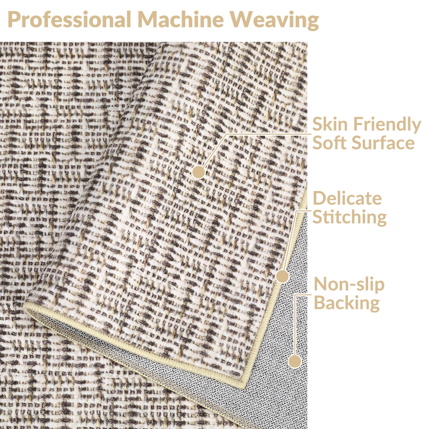 Garvee 2'x6' Kitchen Runner Rug Modern Farmhouse Rug Washable Rug Anti-Slip Bedroom Rugs for Laundry Room, Beige Gray
