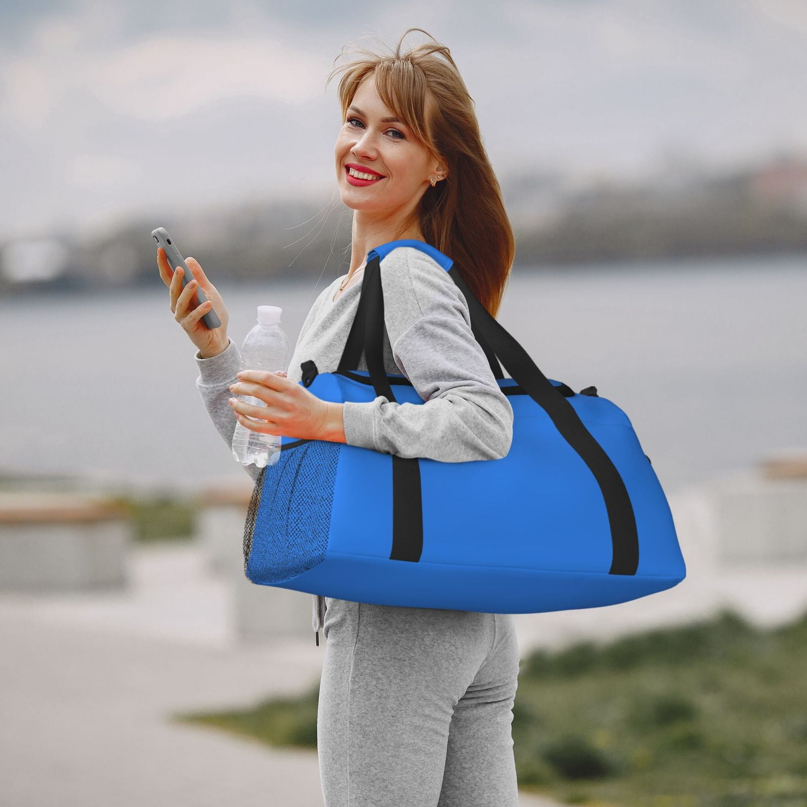 Ratiio Dodgerblue Pattern Hand Travel Bag, Weekender Carry On for Women Men, Sports Gym Bag, Workout Duffel Bag, Overnight Shoulder Bag fit 15.6 Inch Laptop
