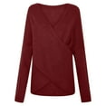 thumbnail image 6 of IROINNID Womens Sweater Cross Wrap V-Neck Pullover Sweater Solid Color Loose Mid-Length Long Sleeve Shirt Sweater Tops, 6 of 9