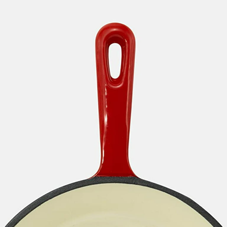 Red Enameled Cast Iron Skillet Frying Pan Griddle Pan For - Temu