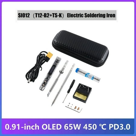 

SI012 (T12-+-K) Intelligent OLED Electric Soldering Iron+Storage Bag Kit Adjustable Sensitivity Built-in Buzzer 450℃