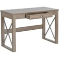 thumbnail image 2 of 44.1 Inch Home Office Computer Desk with Sturdy Metal Frame and Drawer and Pull Handle, Multifunctional Stable Solid Wood Work Study Desks Simple Writing Table,Brown, 2 of 7