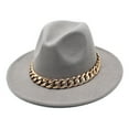 thumbnail image 2 of Women Men Wide Brim Western Cowboy Cowgirl Fedora Hat with Chain Belt Buckle, 2 of 6