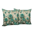 thumbnail image 5 of Ambesonne Rustic Throw Pillow Cover Pack of 2, Farmhouse Cold Tone Daisies, 2 Pcs-28"x28", Turquoise and Grey Yellow, 5 of 5